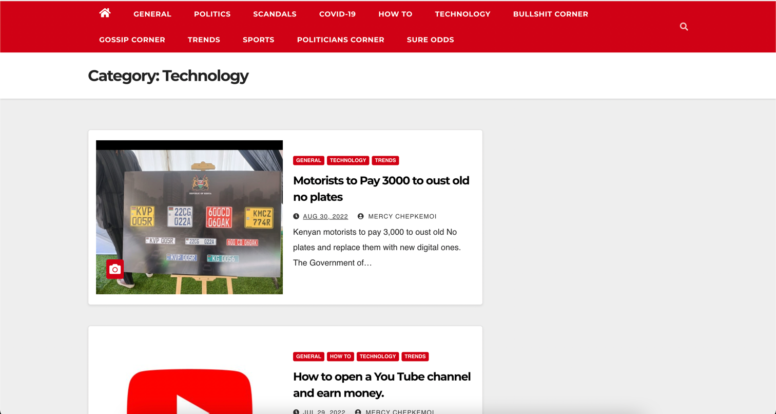 KenyaOnline news site portfolio project