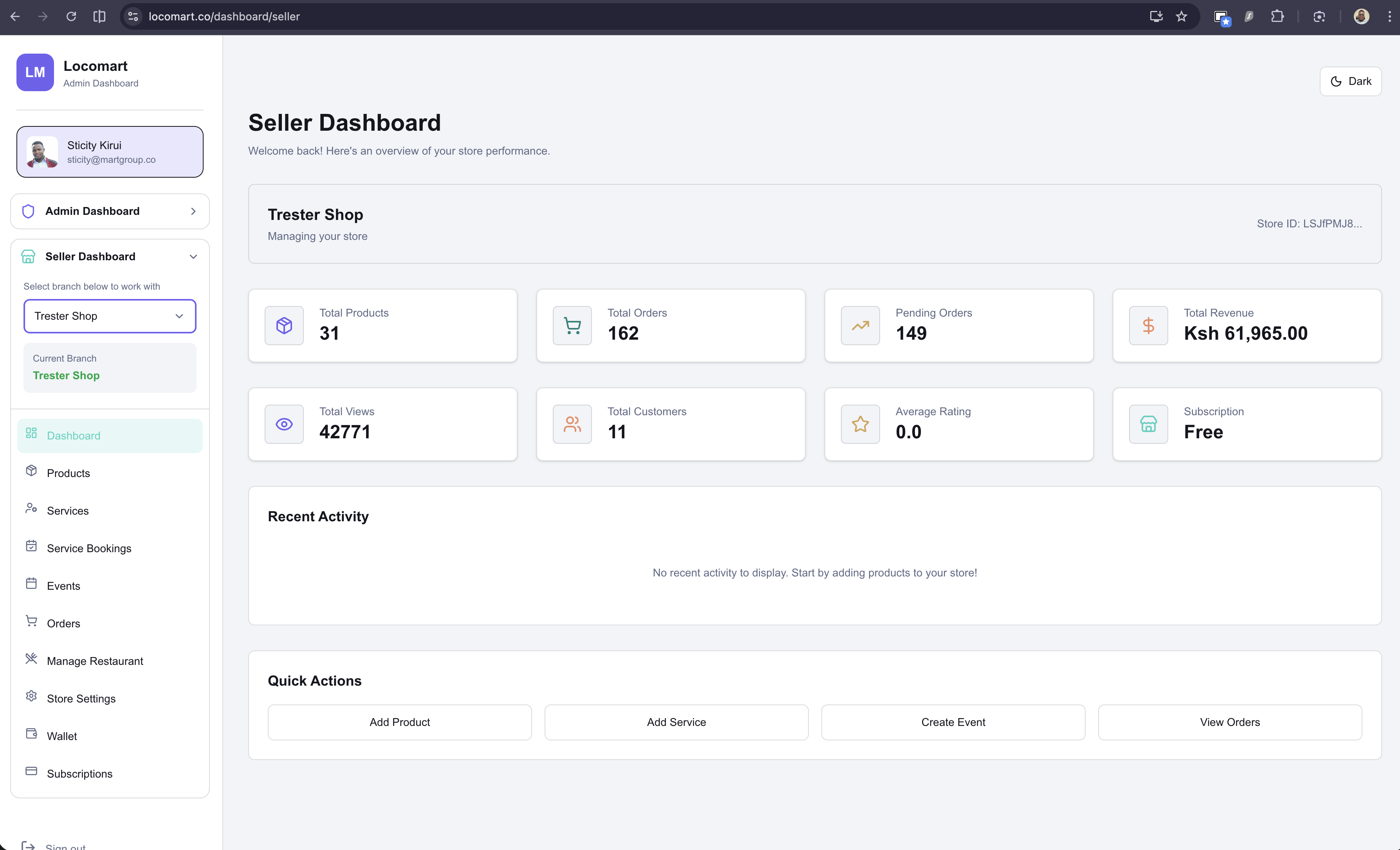 Locomart seller dashboard