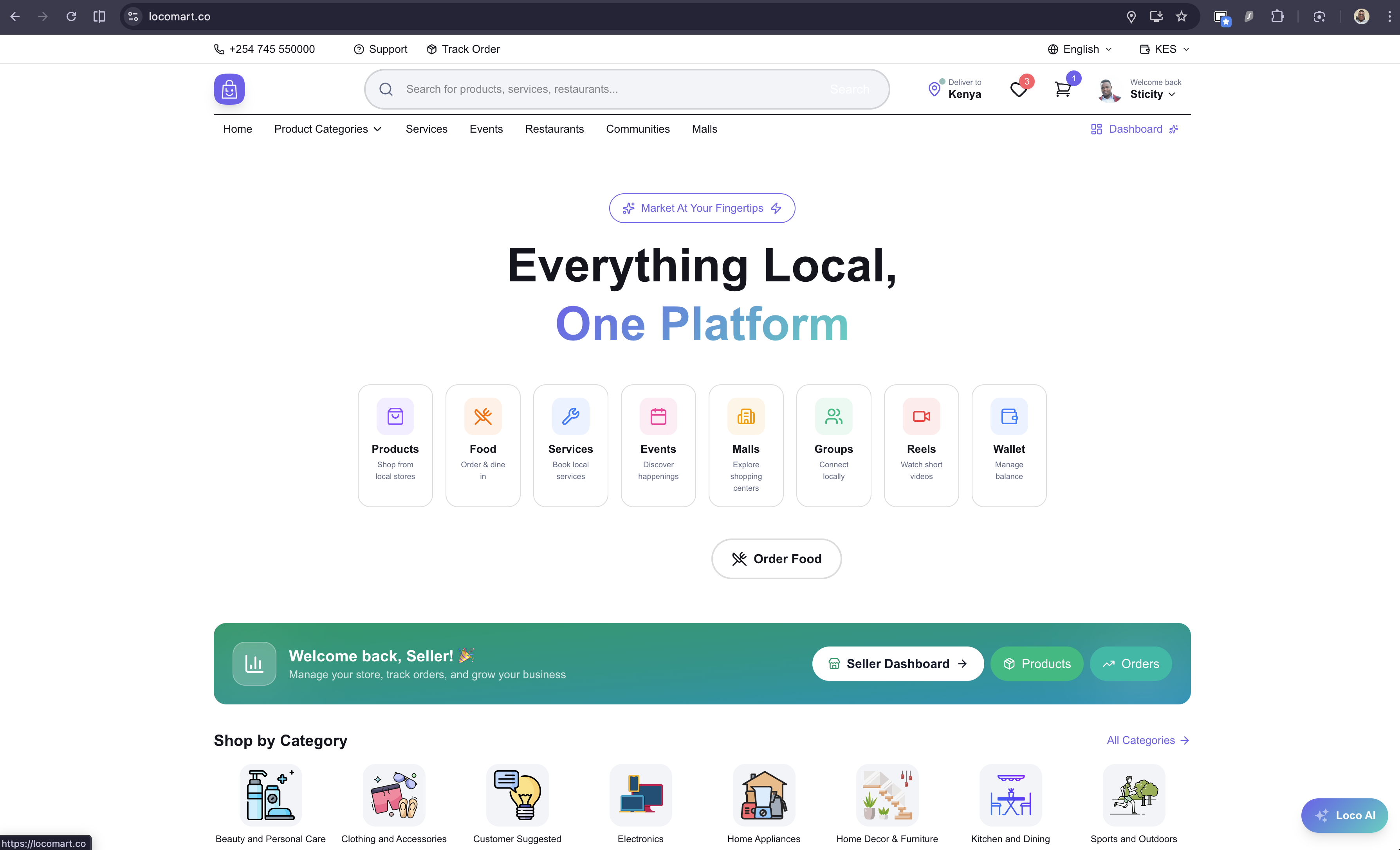Locomart marketplace homepage