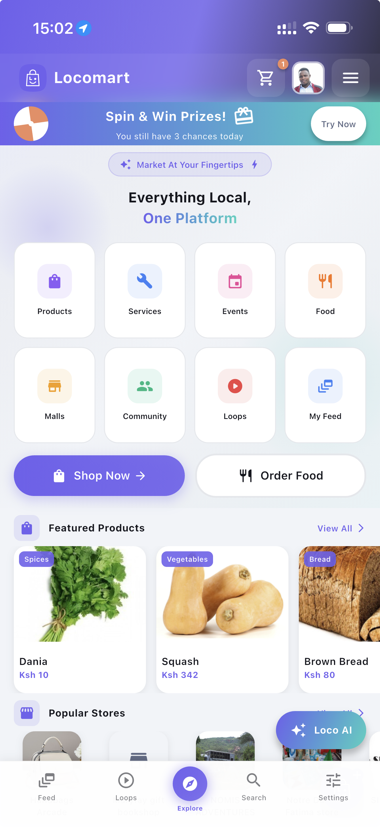 Locomart mobile explore screen