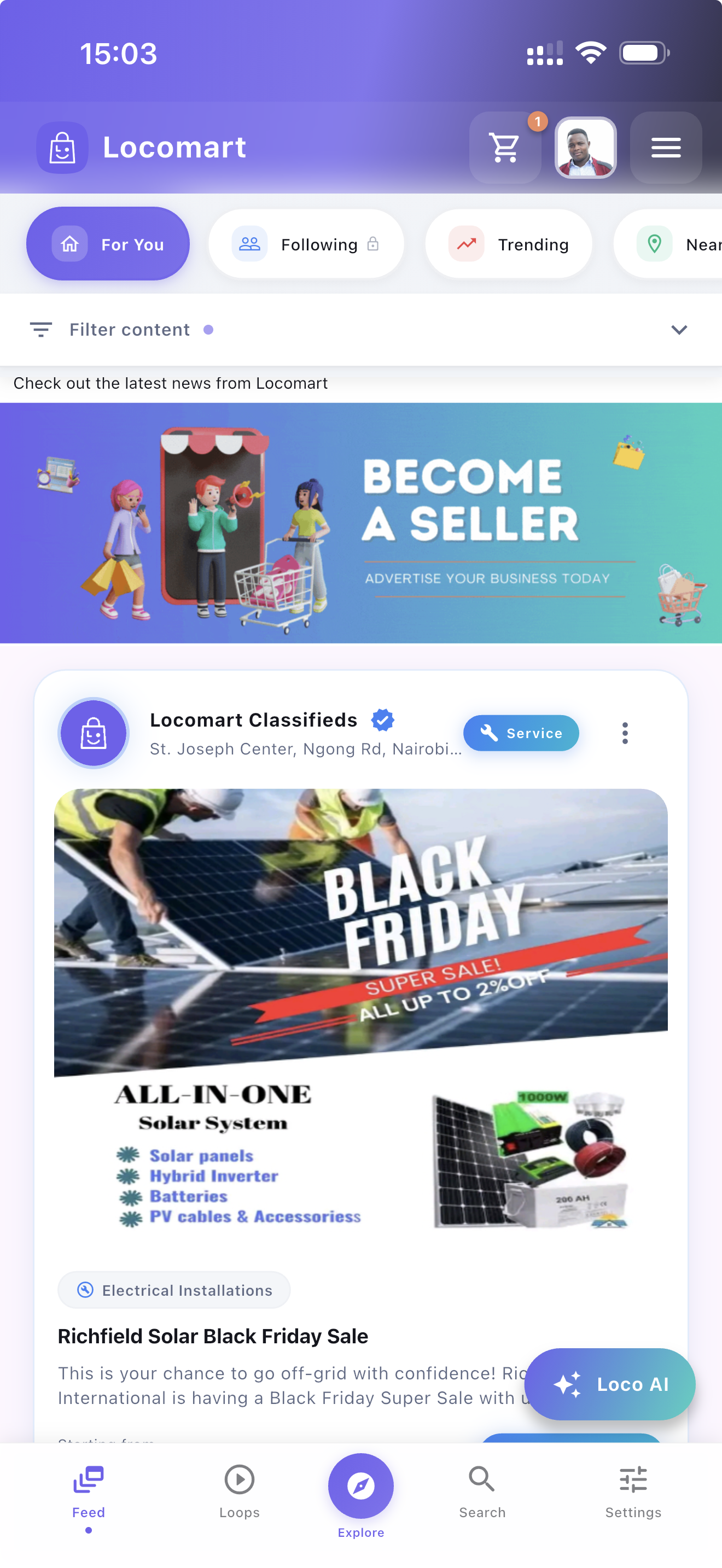 Locomart mobile feed